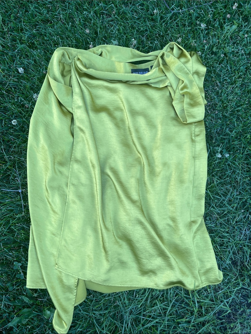 Wolfgang Satin-Like Lime Green skirt wrap around S